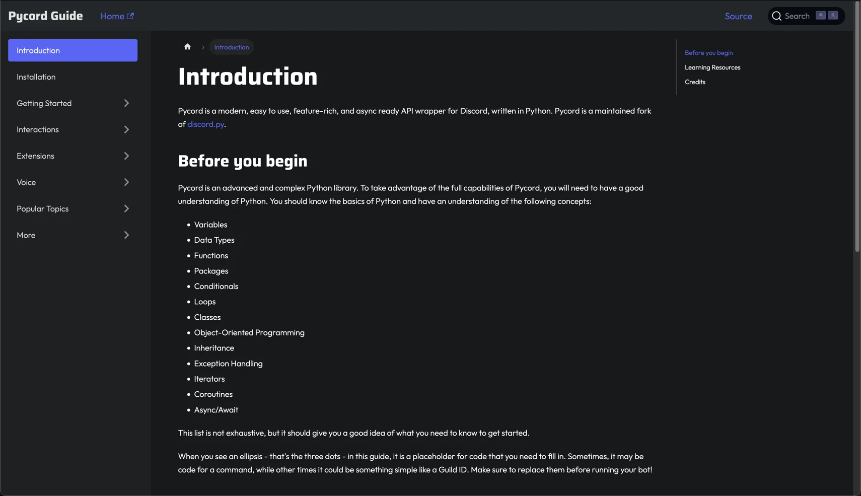 The guide's introduction page.